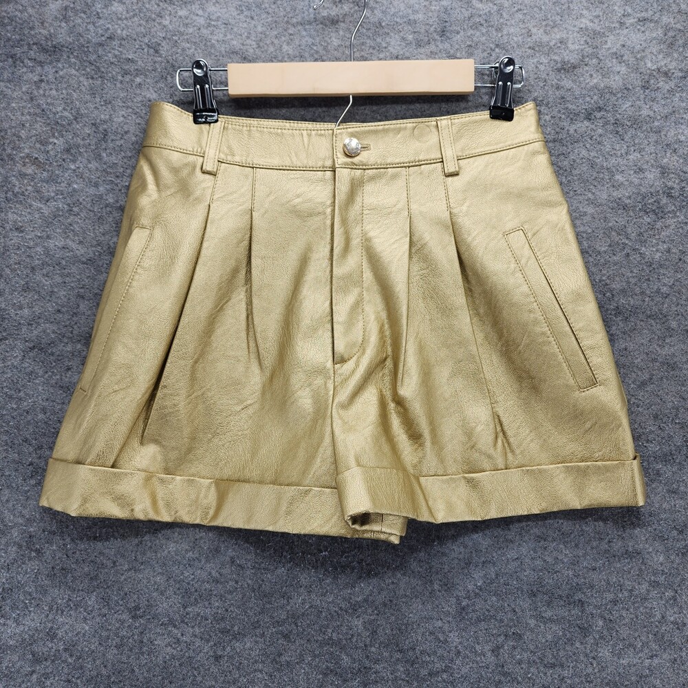 Divine Heritage Shorts Womens Medium Gold Pleated